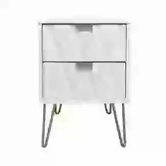Diamond 2 Drawer Bedside Chest Gold Legs In White or Pink or Blue or Grey